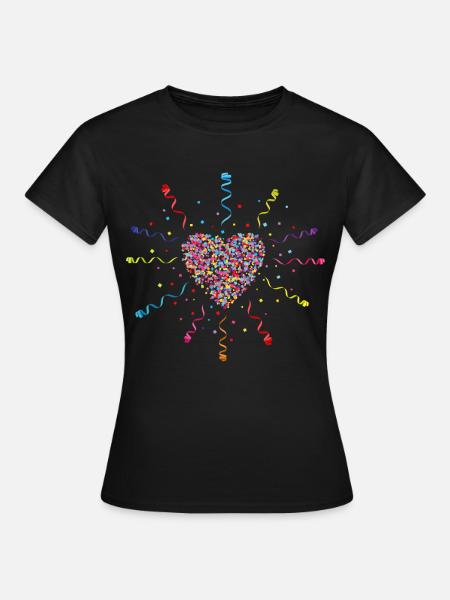 Konfetti im Herzen Fasching Karneval - Frauen T-Shirt - Schwarz