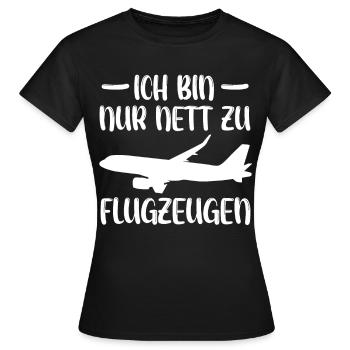 Flugzeuge Modellflieger Flugzeug Pilot - Frauen T-Shirt - Schwarz - Vorne - AI Model Female 172 dark (172cm)