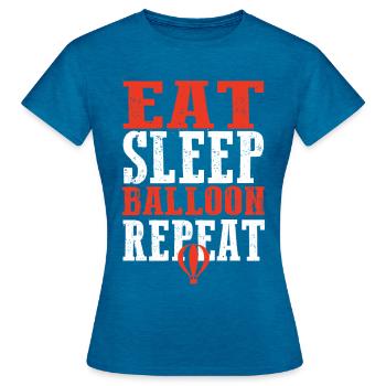 Manger dormir Ballon Répéter - T-shirt Femme - bleu saphir antique chiné - Devant - AI Model Female 172 dark (172cm)