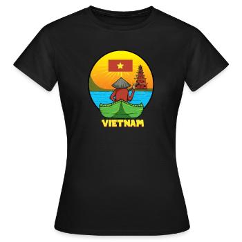 Vietnam I Hanoi Scooter Pho Bo Motif de voyage pour - T-shirt Femme - noir - Devant - AI Model Female 172 dark (172cm)