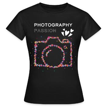 Fotografie Fotografieren Spiegelreflex - Frauen T-Shirt - Schwarz - Vorne - AI Model Female 172 dark (172cm)