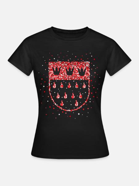 Köln Rot Weiss Wappen Karneval Konfetti - Frauen T-Shirt - Schwarz