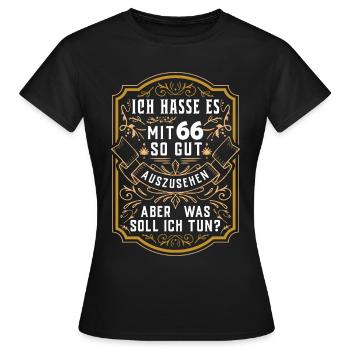 66. Geburtstag Geschenk Birthday Bursdag Jahrgang - Frauen T-Shirt - Schwarz - Vorne - AI Model Female 172 dark (172cm)