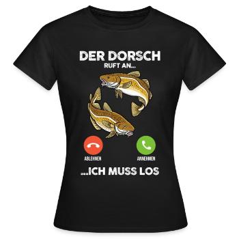 Angeln Angler Dorsch Fischer - Frauen T-Shirt - Schwarz - Vorne - AI Model Female 172 dark (172cm)