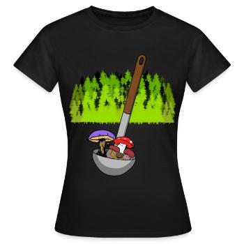 Forest Cuisine Champignons Soupe Louche Soupe Gourmet Toxique - T-shirt Femme - noir - Devant - AI Model Female 172 dark (172cm)