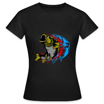 Pike-perch fish Predatory fish Anglers Nature - Women's T-Shirt - black - Front - AI Model Female 172 dark (172cm)
