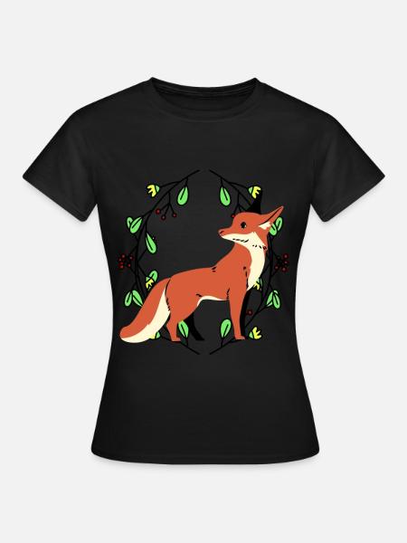 Spring Wilderness Nature Fox Forest Animals Niños zorros - Dame-T-shirt - sort