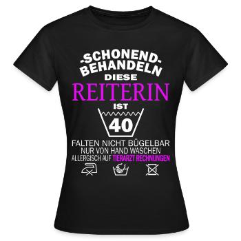 Reiterin & Pferd - 40. Geburtstag - Frauen T-Shirt - Schwarz - Vorne - AI Model Female 172 dark (172cm)