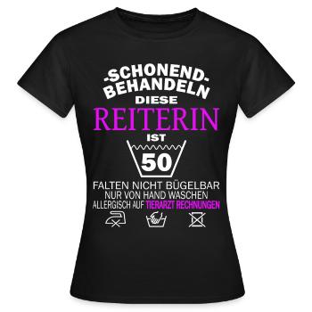 Reiterin & Pferd - 50. Geburtstag - Frauen T-Shirt - Schwarz - Vorne - AI Model Female 172 dark (172cm)