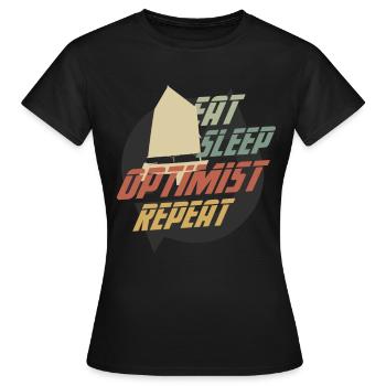 Retro Eat Sleep Optimist Répéter OPTIMIST PRESENT - T-shirt Femme - noir - Devant - AI Model Female 172 dark (172cm)