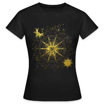 Tous voyant l’œil Symbole spirituel Lune Soleil - T-shirt Femme - noir - Devant - AI Model Female 172 dark (172cm)