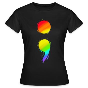 Kleurrijke puntkomma voor bewustzijn van de geestelijke gezondheid - Vrouwen T-shirt - zwart - Voor - AI Model Female 172 dark (172cm)