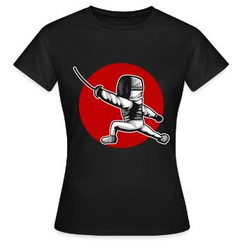 Figure d’escrime kawaii attaquant l’escrime - T-shirt Femme - noir - Devant - AI Model Female 172 dark (172cm)