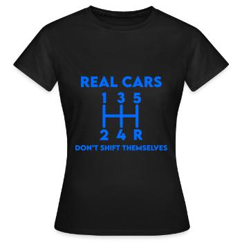 Gangschaltung Automobil - Sportwagen kein Automati - Frauen T-Shirt - Schwarz - Vorne - AI Model Female 172 dark (172cm)