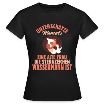 Sternzeichen Wassermann - Frauen T-Shirt - Schwarz - Vorne - AI Model Female 172 dark (172cm)