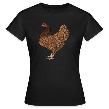Barnevelder Huhn I Chicken Geflügel Motiv für - Frauen T-Shirt - Schwarz - Vorne - AI Model Female 172 dark (172cm)