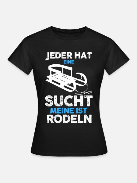 Wintersport Schlitten Rodeln - Frauen T-Shirt - Schwarz
