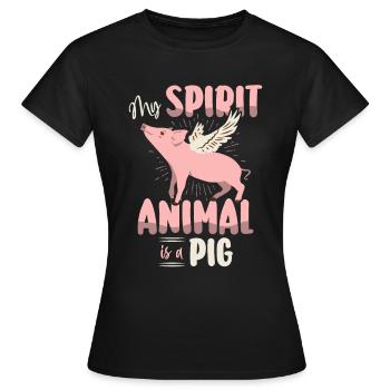 Schwein Tshirt Kinder Frauen Ferkel Pig Ferkelchen - Frauen T-Shirt - Schwarz - Vorne - AI Model Female 172 dark (172cm)