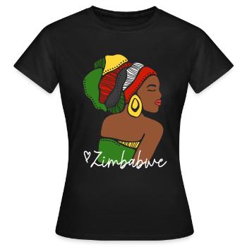 Zimbabwe Zim Simbabwe Afrika Flagge Black Heritage - Frauen T-Shirt - Schwarz - Vorne - AI Model Female 172 dark (172cm)