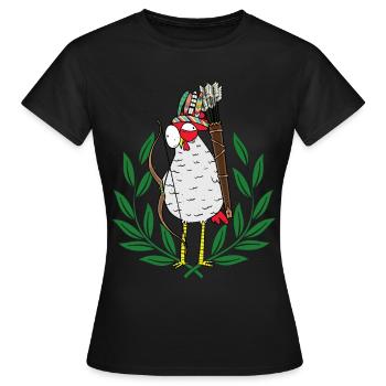 Huhn Krieger Hippie Hühner Pfeil - Frauen T-Shirt - Schwarz - Vorne - AI Model Female 172 dark (172cm)