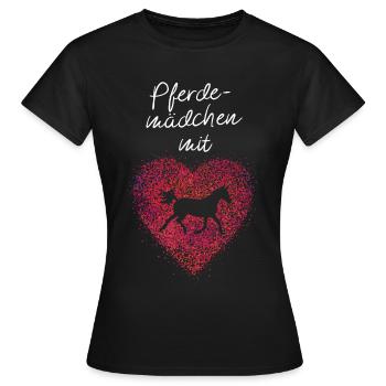 Pferde Pferdemädchen Pferdeliebhaber - Frauen T-Shirt - Schwarz - Vorne - AI Model Female 172 dark (172cm)