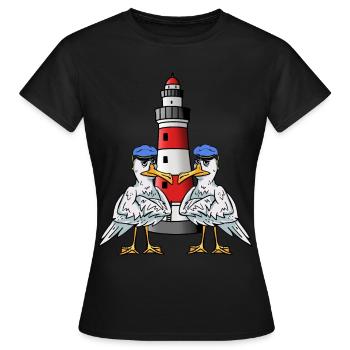 Maritim Möwen Seevögel Leuchtturm Küste Seevogel - Frauen T-Shirt - Schwarz - Vorne - AI Model Female 172 dark (172cm)