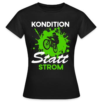 ebike fahrrad radeln MTB Kondition statt Strom - Frauen T-Shirt - Schwarz - Vorne - AI Model Female 172 dark (172cm)