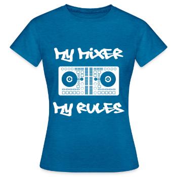 DJ Gift Music Disc Jockey Disco Techno Rave - Women's T-Shirt - antique blue sapphire heather - Front - AI Model Female 172 dark (172cm)