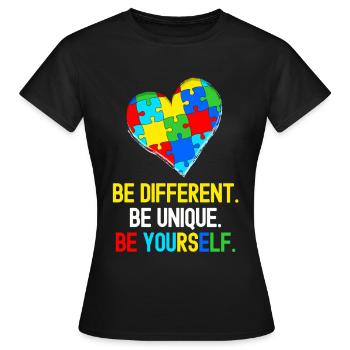 Tshirt autistique Autimus Cadeau Asperger Enfants - T-shirt Femme - noir - Devant - AI Model Female 172 dark (172cm)