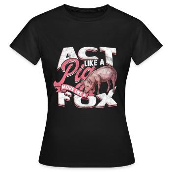 Schwein Geschenk Schweinchen Kinder Ferkel Sau Pig - Frauen T-Shirt - Schwarz - Vorne - AI Model Female 172 dark (172cm)