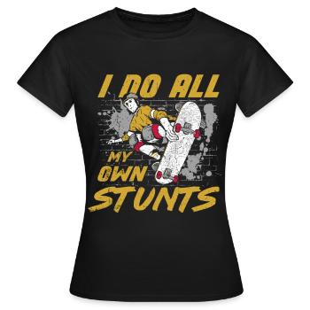 Skateboard Tshirt Skater Sk8 Sk8er Halfpipe Flip - Frauen T-Shirt - Schwarz - Vorne - AI Model Female 172 dark (172cm)