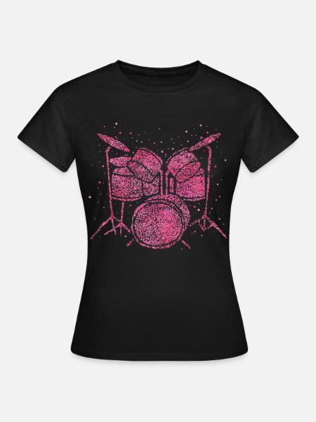 Schlagzeug Schlagzeugerin Drumset - Frauen T-Shirt - Schwarz