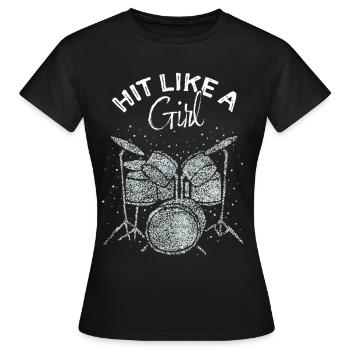 Batteur Drumsticks Drums - T-shirt Femme - noir - Devant - AI Model Female 172 dark (172cm)