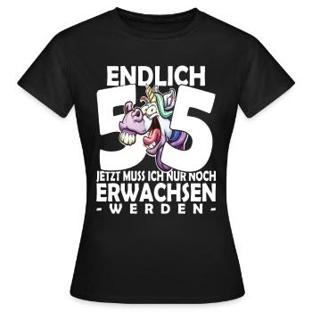 Endlich 55 Jahre - 55. Geburtstag - Frauen T-Shirt - Schwarz - Vorne - AI Model Female 172 dark (172cm)