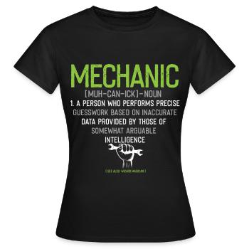 Mechaniker Beruf Kfz-Mechaniker KFZ Lustig Spruch - Frauen T-Shirt - Schwarz - Vorne - AI Model Female 172 dark (172cm)