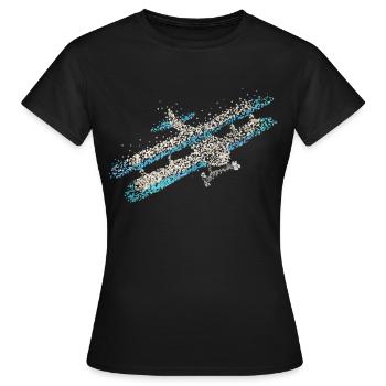 Biplan Avion Modèle De Vol - T-shirt Femme - noir - Devant - AI Model Female 172 dark (172cm)