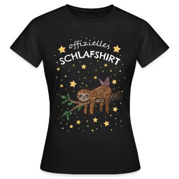 Offizielles Schlafshirt Faultier Müde - Frauen T-Shirt - Schwarz - Vorne - AI Model Female 172 dark (172cm)