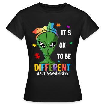 Tshirt autistique Autimus Cadeau Asperger Enfants - T-shirt Femme - noir - Devant - AI Model Female 172 dark (172cm)