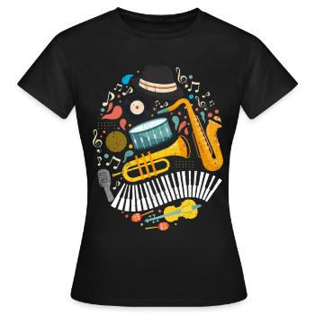 Jazz Tshirt - Frauen T-Shirt - Schwarz - Vorne - AI Model Female 172 dark (172cm)