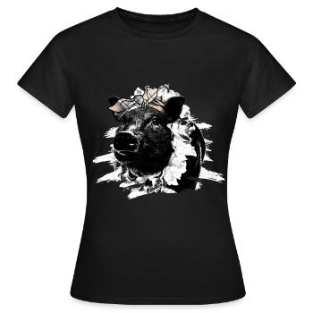 Schwein Geschenk Schweinchen Kinder Ferkel Sau Pig - Frauen T-Shirt - Schwarz - Vorne - AI Model Female 172 dark (172cm)