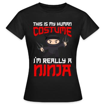 Ninja Tshirt Kids Men Ninjutsu - Women's T-Shirt - black - Front - AI Model Female 172 dark (172cm)
