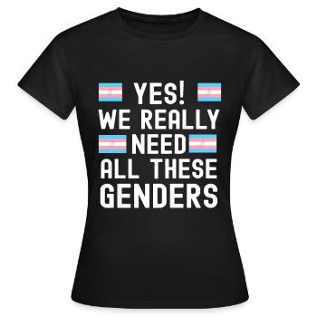 Transgender - Frauen T-Shirt - Schwarz - Vorne - AI Model Female 172 dark (172cm)