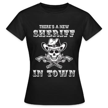 Sheriffstern neuer Sheriff in der Stadt Revolver - Frauen T-Shirt - Schwarz - Vorne - AI Model Female 172 dark (172cm)