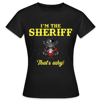 Je suis un shérif avec l’étoile du shérif et le revolver - T-shirt Femme - noir - Devant - AI Model Female 172 dark (172cm)