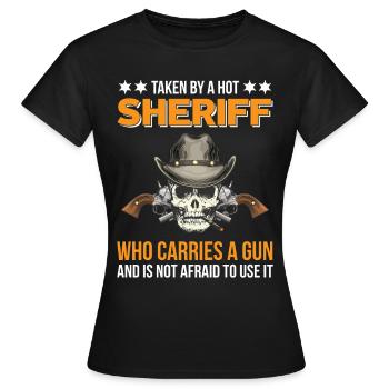 Shérif avec revolver Badge Sheriffstern - T-shirt Femme - noir - Devant - AI Model Female 172 dark (172cm)