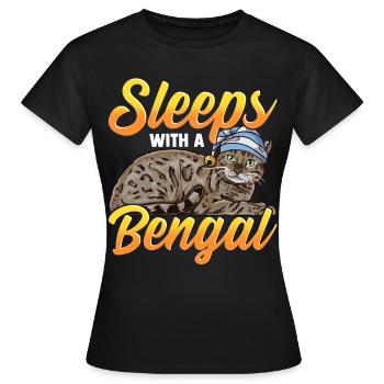 Chat Bengale Chat Chat Amoureux des chats - T-shirt Femme - noir - Devant - AI Model Female 172 dark (172cm)