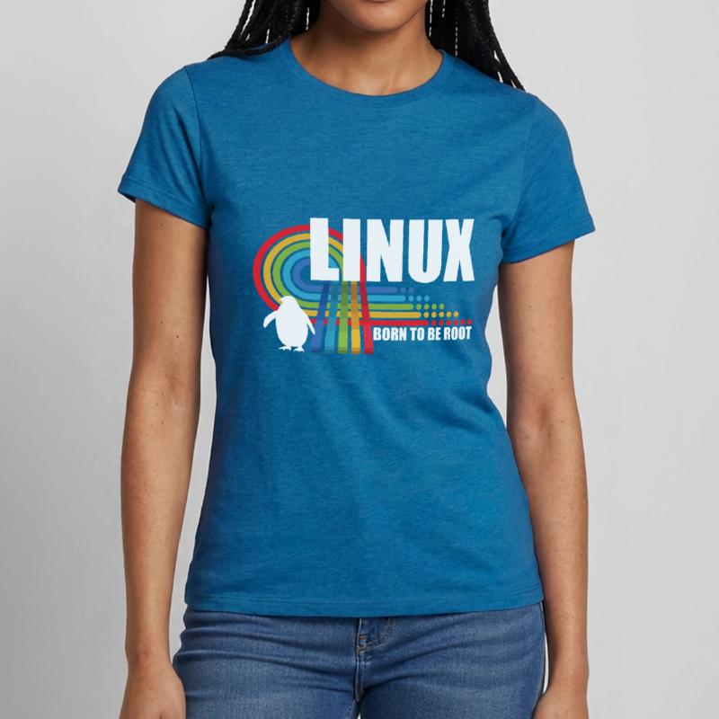 Born To Be Root Penguin Linux Nerd Coding Geek Women's T-Shirt