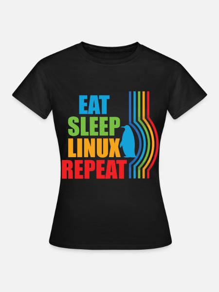 Eat Sleep Linux Repeat Retro Pinguin Nerd Geek - Frauen T-Shirt - Schwarz