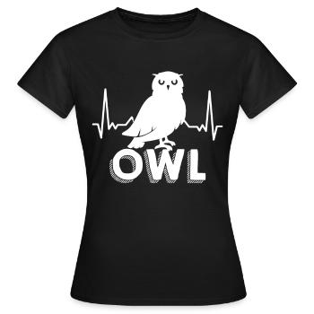 Owl Heartbeat Nocturnal Owl Eagle Owl - Women's T-Shirt - black - Front - AI Model Female 172 dark (172cm)