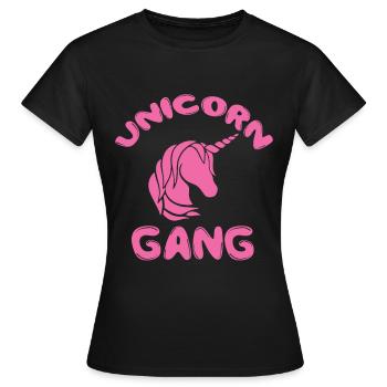 Unicorn Gang dans Pink rosa Einhorn - T-shirt Femme - noir - Devant - AI Model Female 172 dark (172cm)